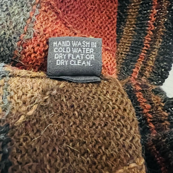 Tuttle 100% Alpaca wool colorful geometric pattern crew neck pullover sweater L - Picture 9 of 9